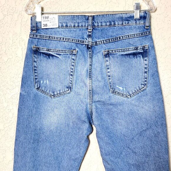 Zara TRF IX'D Maker Destroyed Raw Hem High Rise Jeans Size 6 - Picture 4 of 9